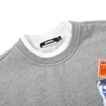 Plain Print Double-Layer Collar Crew Neck Sweatshirt