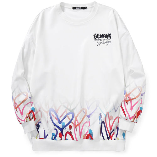 Geometric Colorful Heart Graffiti Sweatshirt