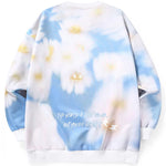 Daisy Print Tie Dye Crew Neck Sweatshirt