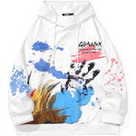 White Splash Ink Print Pullover Hoodies