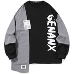 Color Block Asymmetric Hem Crew Neck Sweatshirt