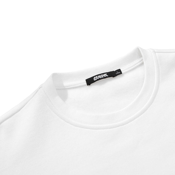 Chinese Style Plain Print Round Neck Couple Sweatshirt