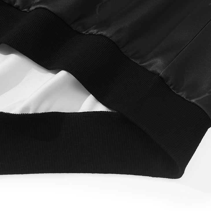 Black Print Drop-Shoulder Sleeve Hoodies