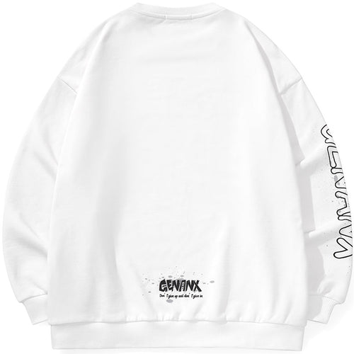 White Casual Cartoon Print Pullover Sweatshirt