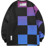 Asymmetric Plaid Space Cotton Sweatshirt