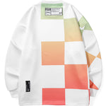 Asymmetric Plaid Space Cotton Sweatshirt