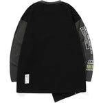 Dark Gray Street Asymmetric Tiered Spliced Print Sweatshirt