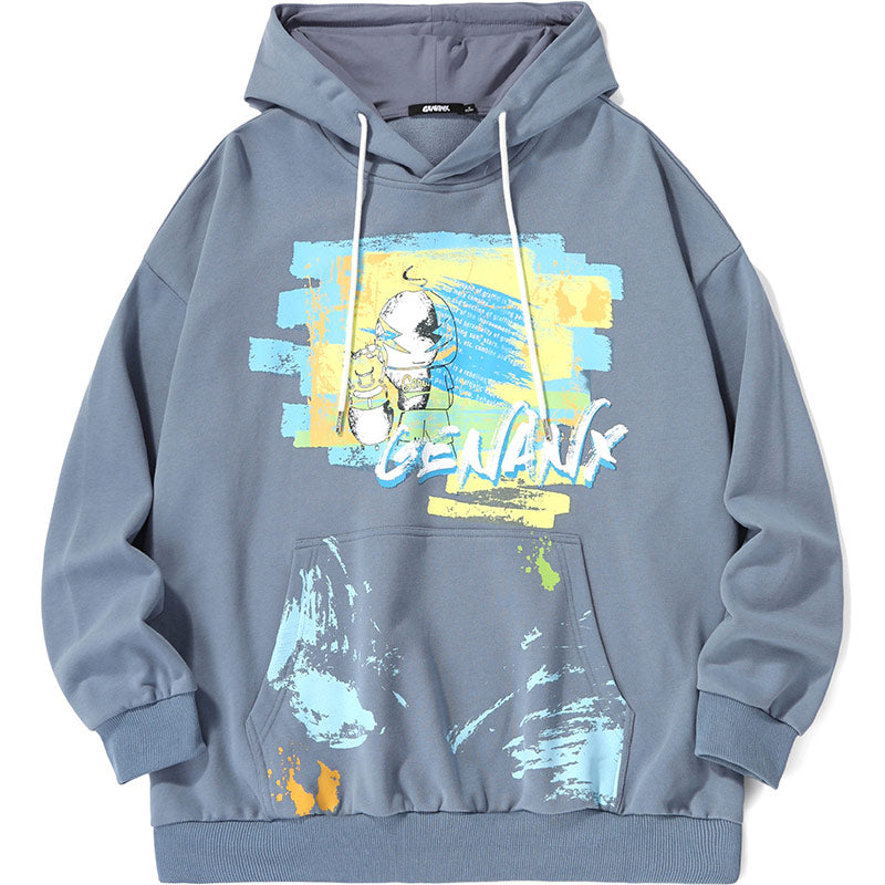 Letter Graffiti Print Kangaroo Pocket Hoodies – genanx