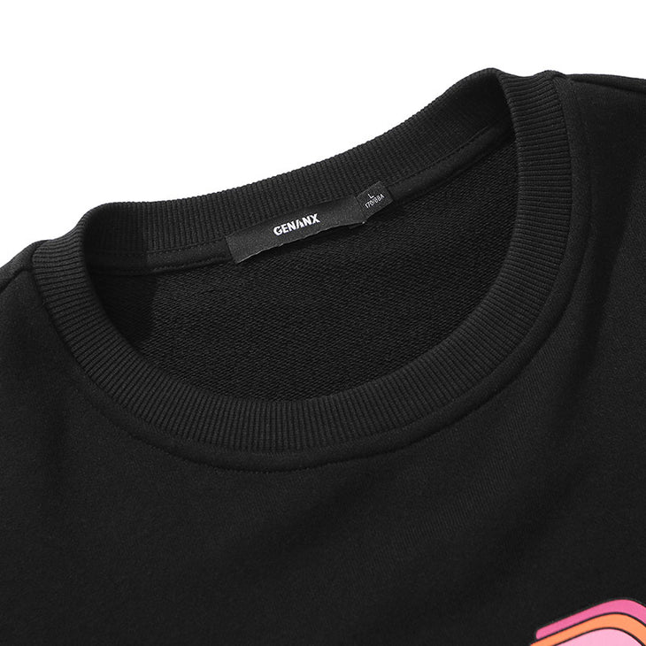 Color Block Funny Print Drop-Shoulder Sleeve Sweatshirt