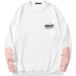 Plain Vertical Striped Drop-Shoulder Sleeve Pullover Sweatshirt