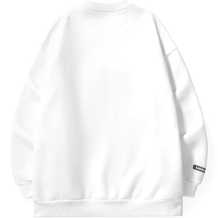 Bowknot Print Coral Fleece Crew Neck Sweatshirt