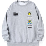 Gray Graphic Couple Pullover Sweatshirt