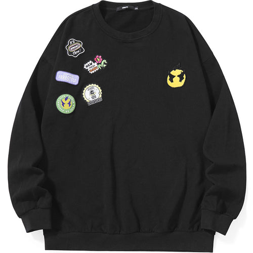 Plain Embroidery Label Crew Neck Sweatshirt