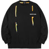 Black Plain Tricolor Drawstring Sweatshirt