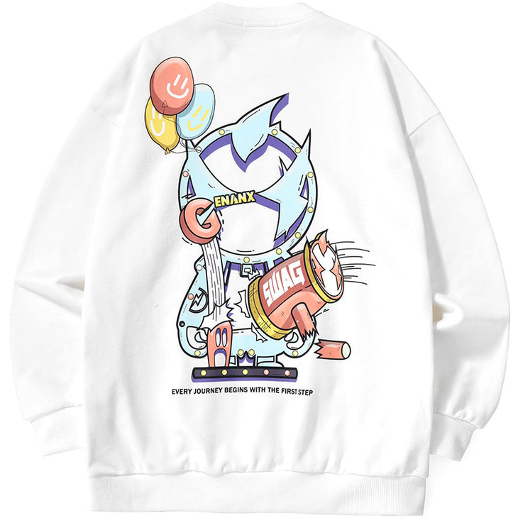 Pastel Cartoon Print Cotton Sweatshirt
