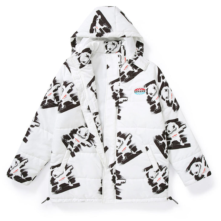 Cartoon Print Removable Hooded Couple Down Jacket