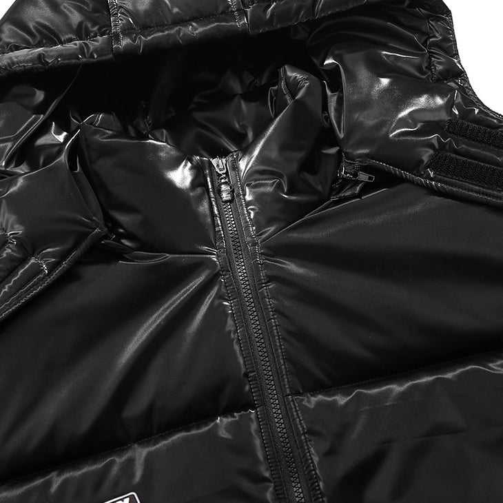 Glossy Graphic Patchwork Down Jacket