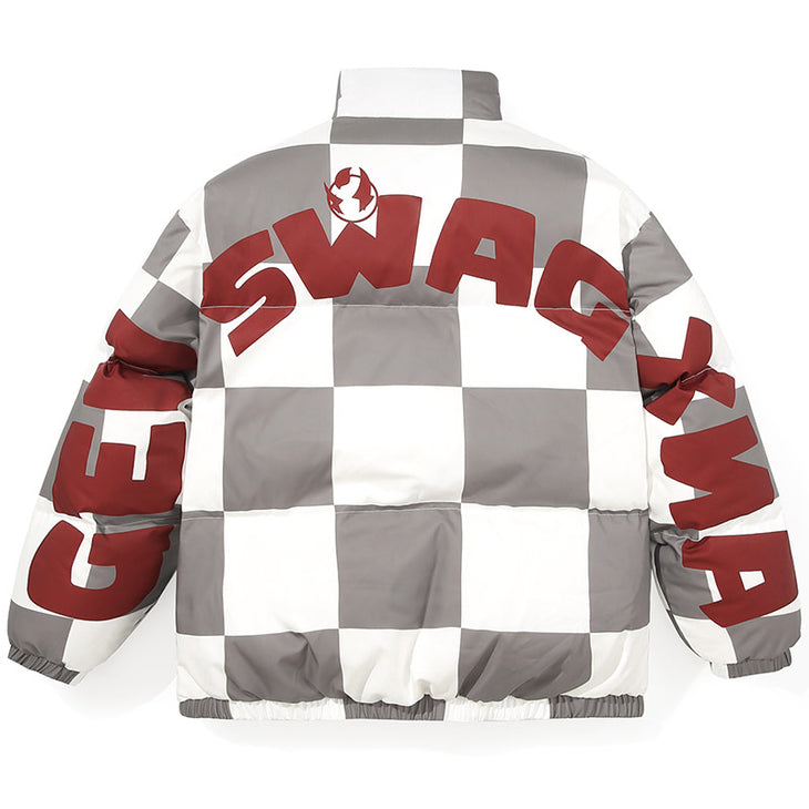 Checkerboard Logo Print Down Jacket