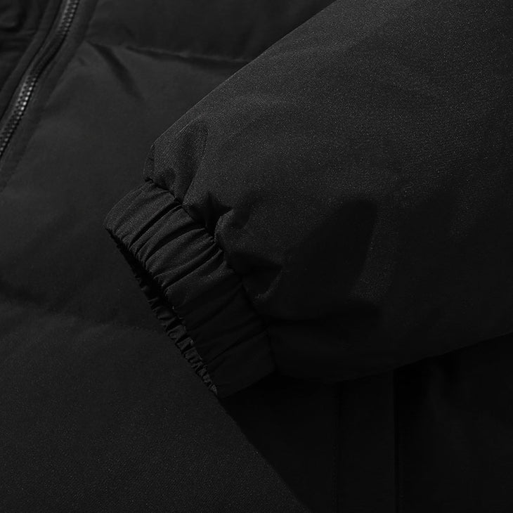 Black Minimalist Plain Label Down Jacket