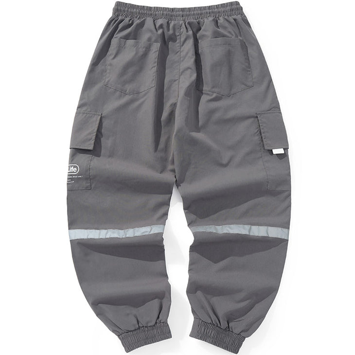 Pockets Jogger Cargo Pants With Reflective Stripes