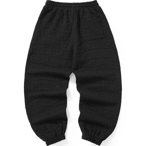 Letter Patchwork Pleated Fabric Jogger Pants