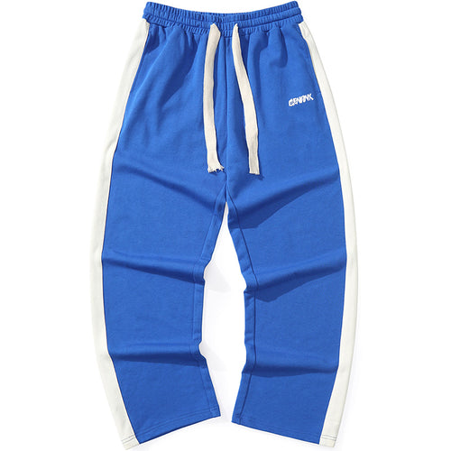 Sports Style Color Block Elastic Waist Straight Pants